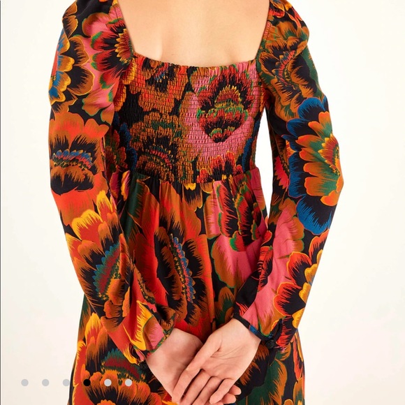 NWT FARM Rio Colorful Flowers Midi Dress - Picture 4 of 10